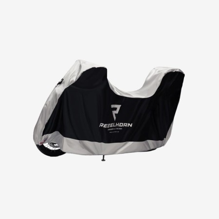 POKROWIEC NA MOTOCYKL REBELHORN COVER II Z MIEJSCEM NA KUFER BLACK/SILVER S