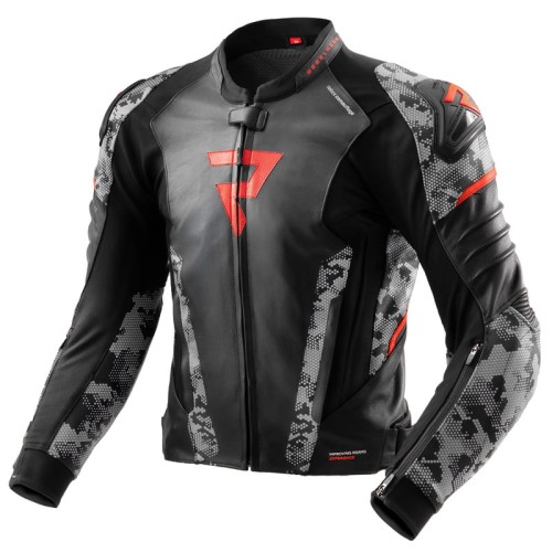 Przejdź do produktu Kurtka Skórzana Rebelhorn Veloce Camo Black/Grey/Fluo Red