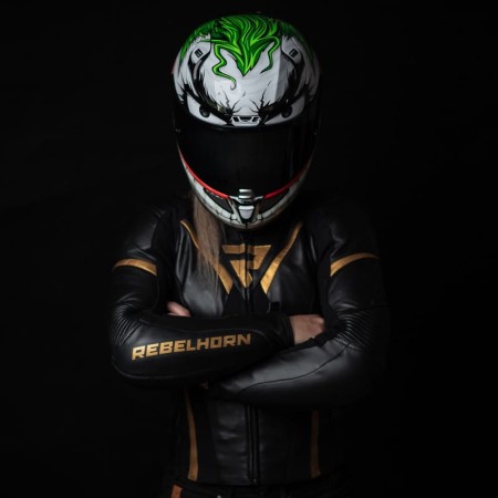SPODNIE MOTOCYKLOWE SKÓRZANE DAMSKIE REBELHORN REBEL BLACK GOLD W34