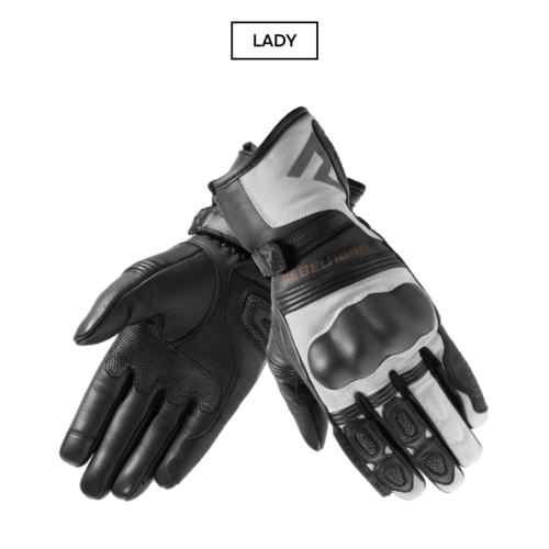 Przejdź do produktu RĘKAWICE MOTOCYKLOWE DAMSKIE REBELHORN PATROL BLACK GREY WXS