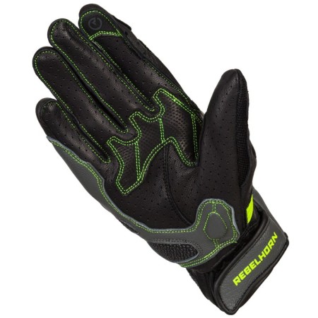 RĘKAWICE MOTOCYKLOWE DAMSKIE REBELHORN FLUX 2 BLACK FLUO YELLOW WL