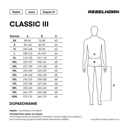 JEANSY MOTOCYKLOWE REBELHORN CLASSIC III REGULAR FIT WASHED BLUE W30L30