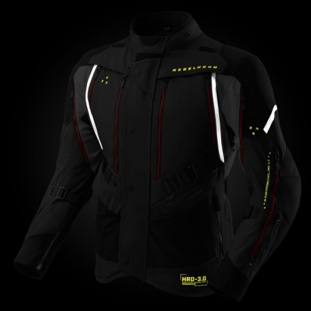 KURTKA MOTOCYKLOWA TEKSTYLNA REBELHORN HARDY 3.0 DARK GREY BLACK FLUO YELLOW