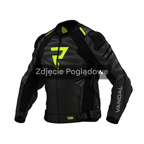 Przejdź do produktu KURTKA MOTOCYKLOWA SKÓRZANA REBELHORN VANDAL 2 BLACK GREY FLUO YELLOW 46