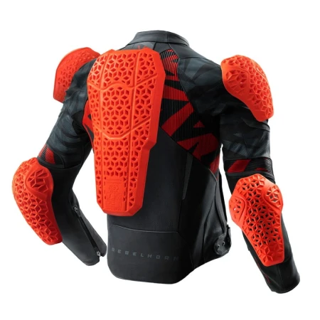 KURTKA MOTOCYKLOWA SKÓRZANA REBELHORN VANDAL 2 BLACK GREY FLUO RED 46
