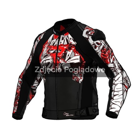 KURTKA MOTOCYKLOWA SKÓRZANA REBELHORN VANDAL 2 CRUZE BLACK DARK GREY RED 46