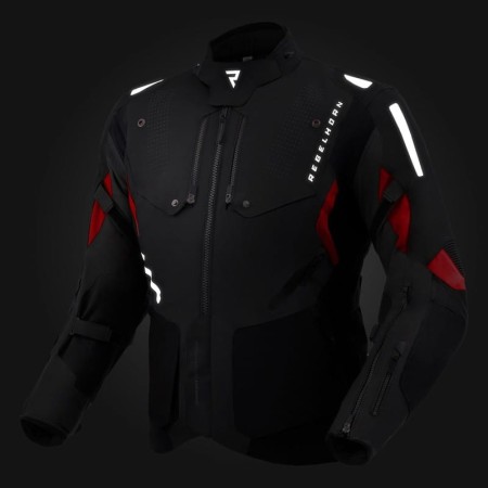 KURTKA MOTOCYKLOWA TEKSTYLNA REBELHORN HIKER 4 BLACK DARK GREY RED