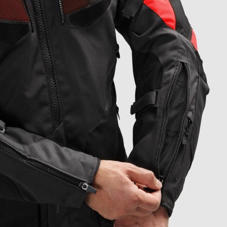 KURTKA MOTOCYKLOWA TEKSTYLNA REBELHORN HIKER 4 BLACK DARK GREY RED