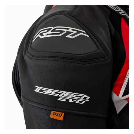 KURTKA MOTOCYKLOWA SKÓRZANA RST TRACTECH EVO D3O BLACK FLUO RED