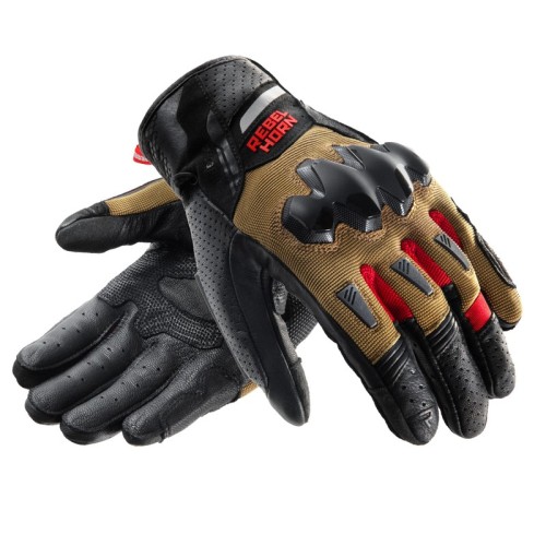 Przejdź do produktu RĘKAWICE MOTOCYKLOWE REBELHORN DEFENDER DESERT BLACK RED