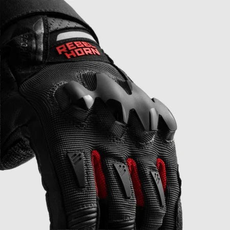 RĘKAWICE MOTOCYKLOWE REBELHORN DEFENDER BLACK RED