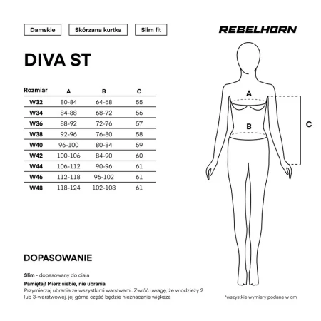 KURTKA MOTOCYKLOWA SKÓRZANA DAMSKA REBELHORN DIVA ST BLACK W32