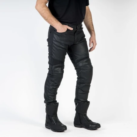 JEANSY MOTOCYKLOWE OZONE RUSTY WAXED BLACK 28/32