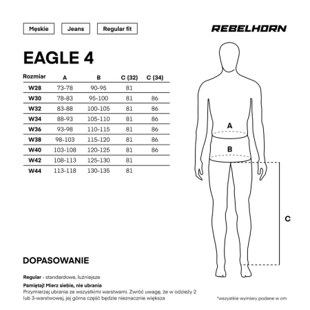 JEANSY MOTOCYKLOWE REBELHORN EAGLE 4 WASHED BLUE REGULAR FIT 28/32
