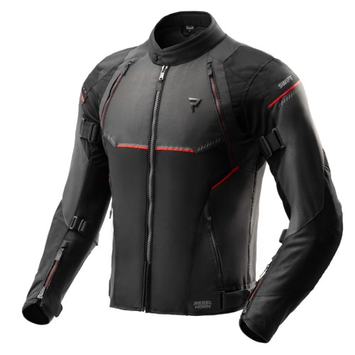 Przejdź do produktu KURTKA MOTOCYKLOWA TEKSTYLNA REBELHORN SWIFT BLACK DARK GREY RED