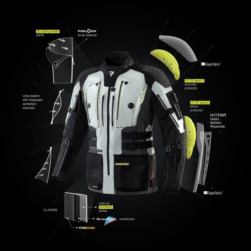 KURTKA TEKSTYLNA REBELHORN PATROL GREY/BLACK/FLO YELLOW XS