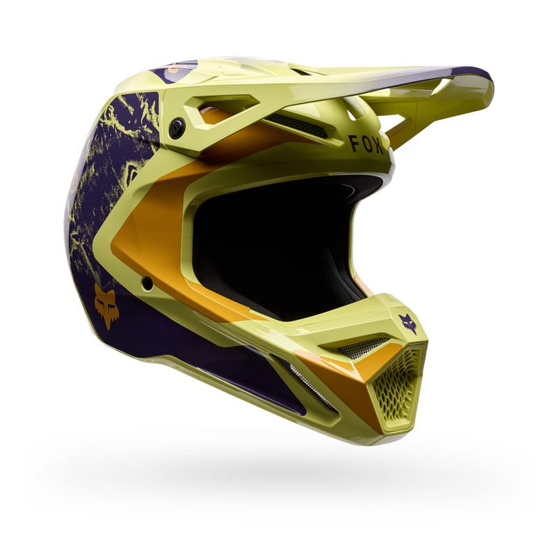 KASK MOTOCYKLOWY FOX V1 IMAGE PRINT PURPLE YELLOW