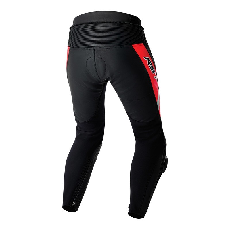 SPODNIE MOTOCYKLOWE SKÓRZANE RST TRACTECH EVO D3O BLACK FLUO RED